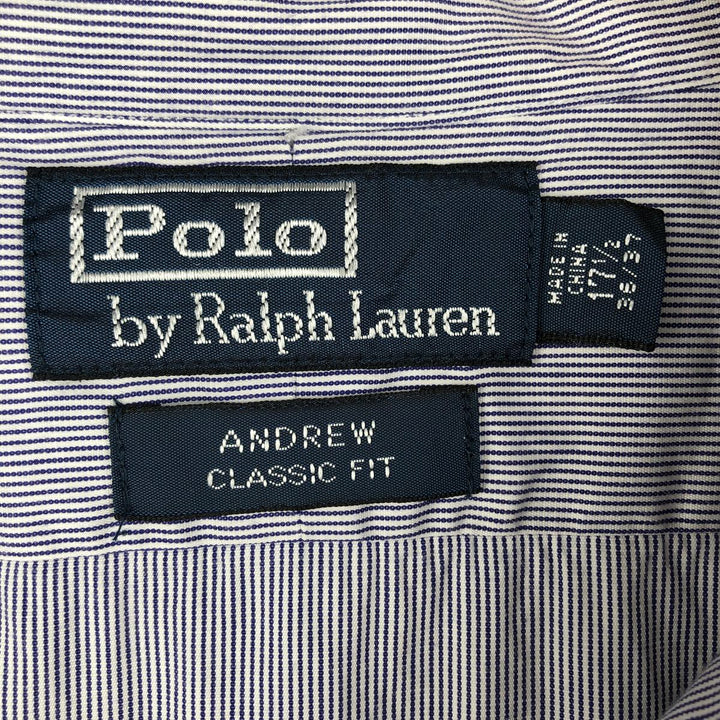 Ralph Lauren POLO by Ralph Lauren ANDREW Classic Fit Long Sleeve Striped Shirt, Men's XL cotton white type Vintage Second Hand