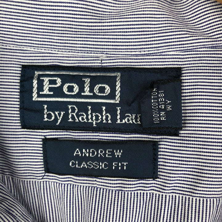 Ralph Lauren POLO by Ralph Lauren ANDREW Classic Fit Long Sleeve Striped Shirt, Men's XL cotton white type Vintage Second Hand