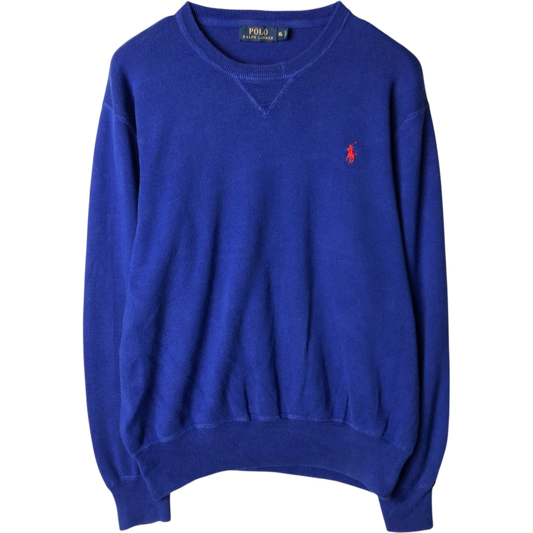 Ralph Lauren POLO RALPH LAUREN cotton knit sweater, men's size XL cotton blue type Vintage Second Hand