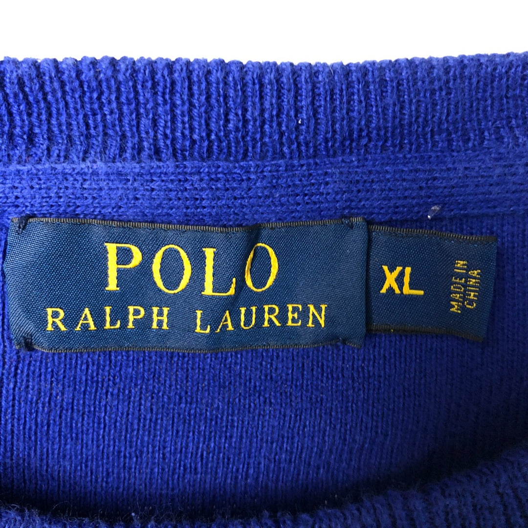 Ralph Lauren POLO RALPH LAUREN cotton knit sweater, men's size XL cotton blue type Vintage Second Hand