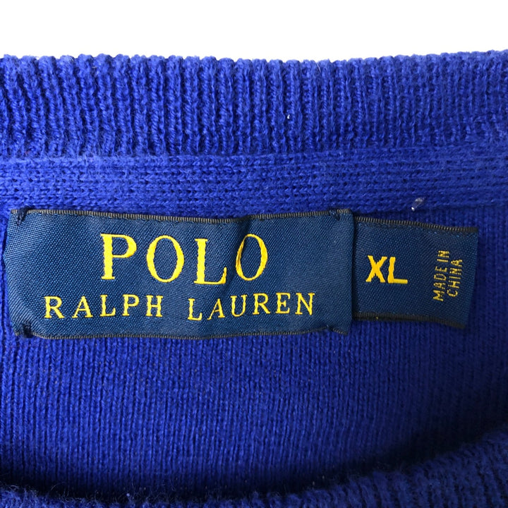 Ralph Lauren POLO RALPH LAUREN cotton knit sweater, men's size XL cotton blue type Vintage Second Hand