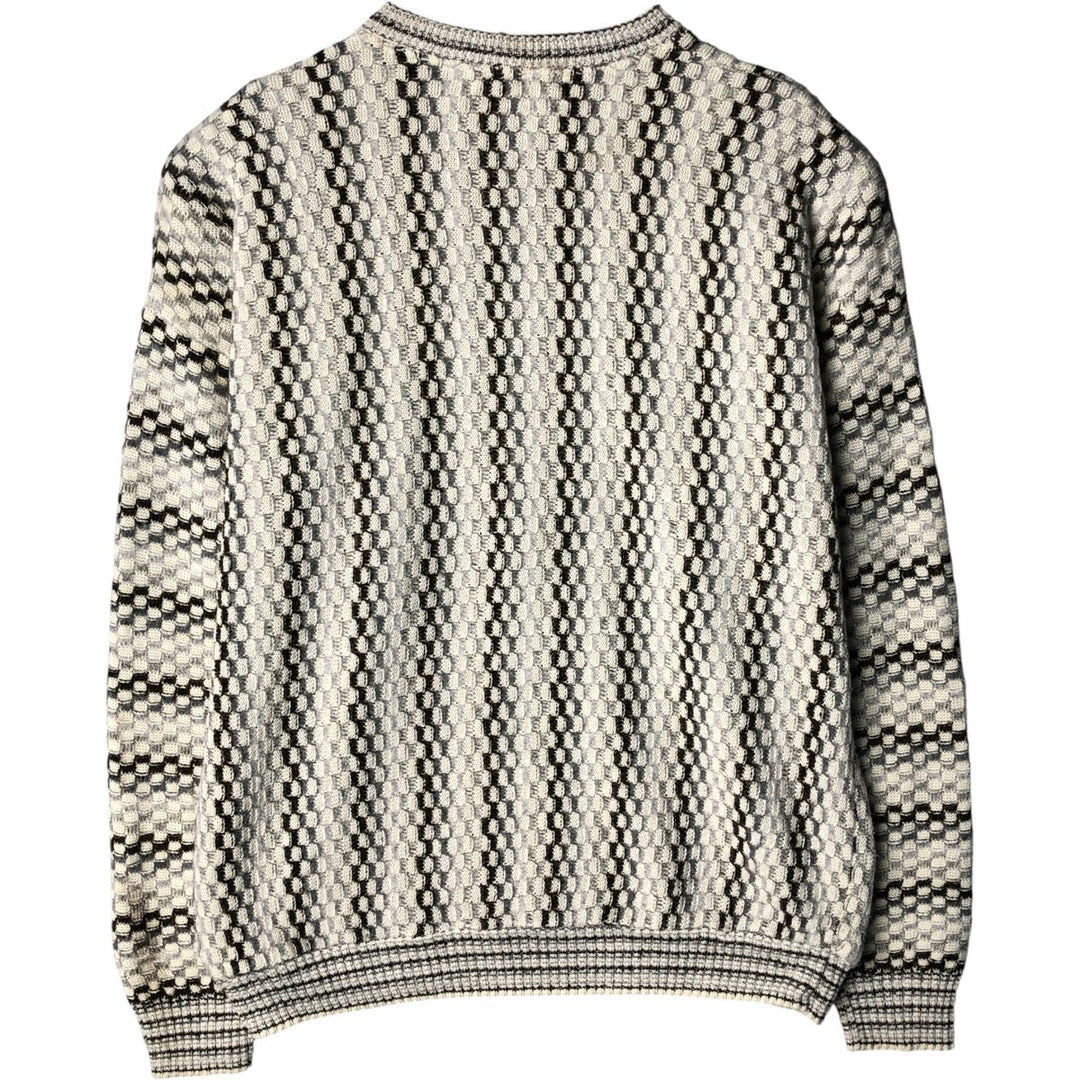 Alan Stuart All-Over Print Acrylic Knit Sweater, Made in USA, Men's Size XL acrylic ivory Vintage Second Hand