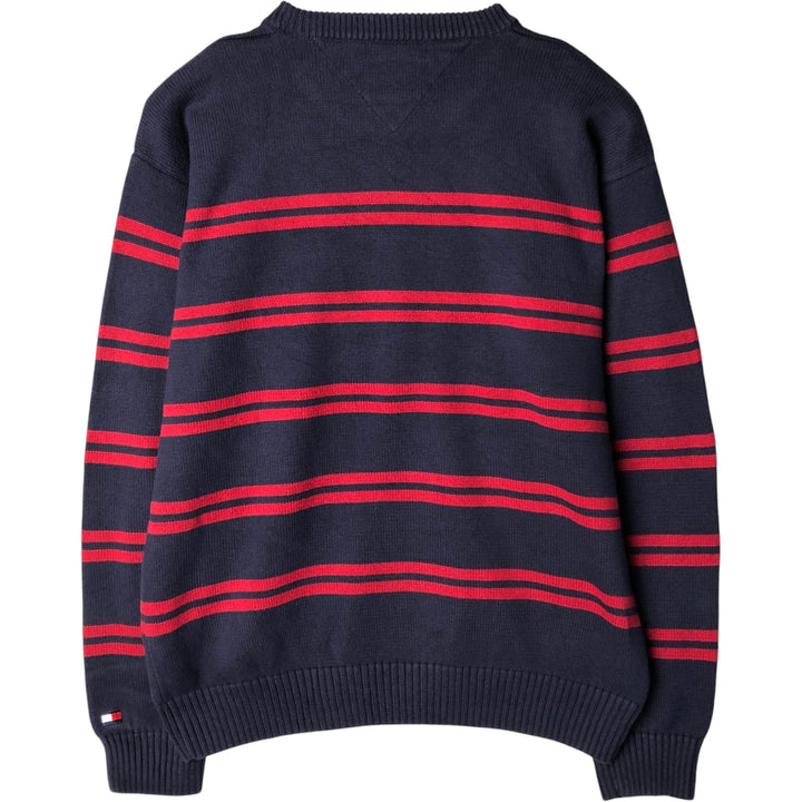Vintage 90'S Tommy Hilfiger striped cotton knit sweater, size XL, men's cotton navy blue type Vintage Second Hand