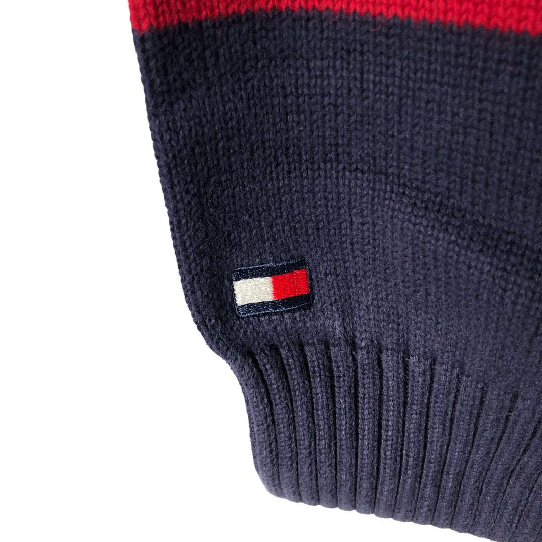 Vintage 90'S Tommy Hilfiger striped cotton knit sweater, size XL, men's cotton navy blue type Vintage Second Hand