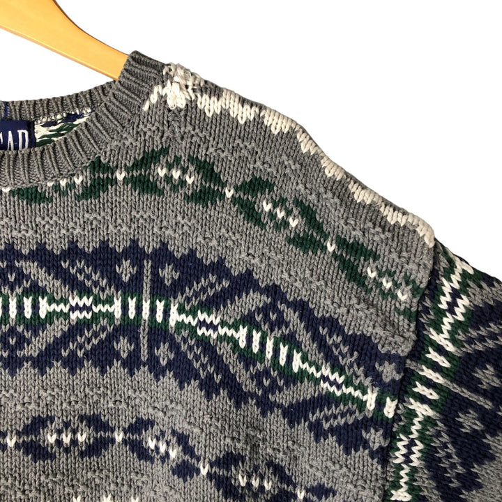 90'S GAP Old Gap Fair Isle Pattern Knit Sweater, Men's XL, Vintage unclear gray type Vintage Second Hand