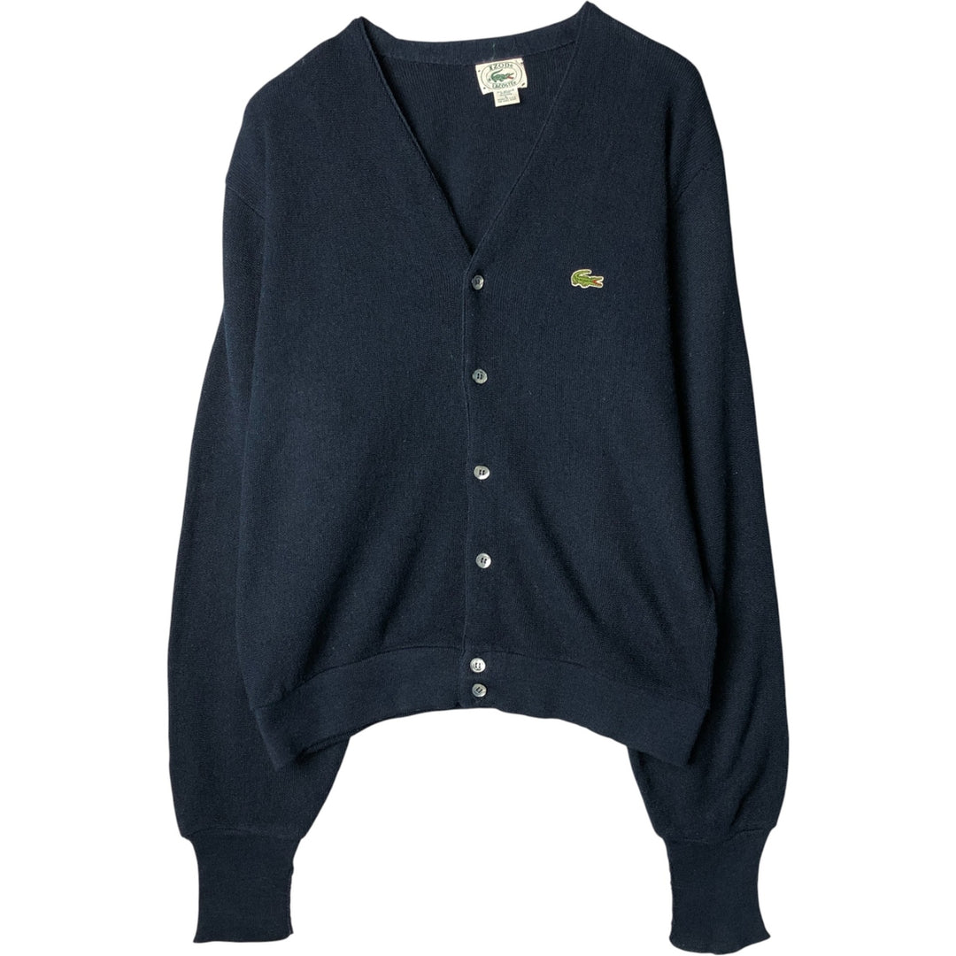 80s-90'S Lacoste IZOD Acrylic Knit Cardigan Made in USA Men's L Size Vintage Oron Acrylic navy blue type Vintage Second Hand