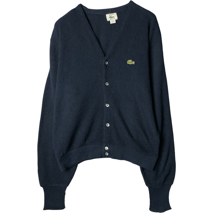 80s-90'S Lacoste IZOD Acrylic Knit Cardigan Made in USA Men's L Size Vintage Oron Acrylic navy blue type Vintage Second Hand