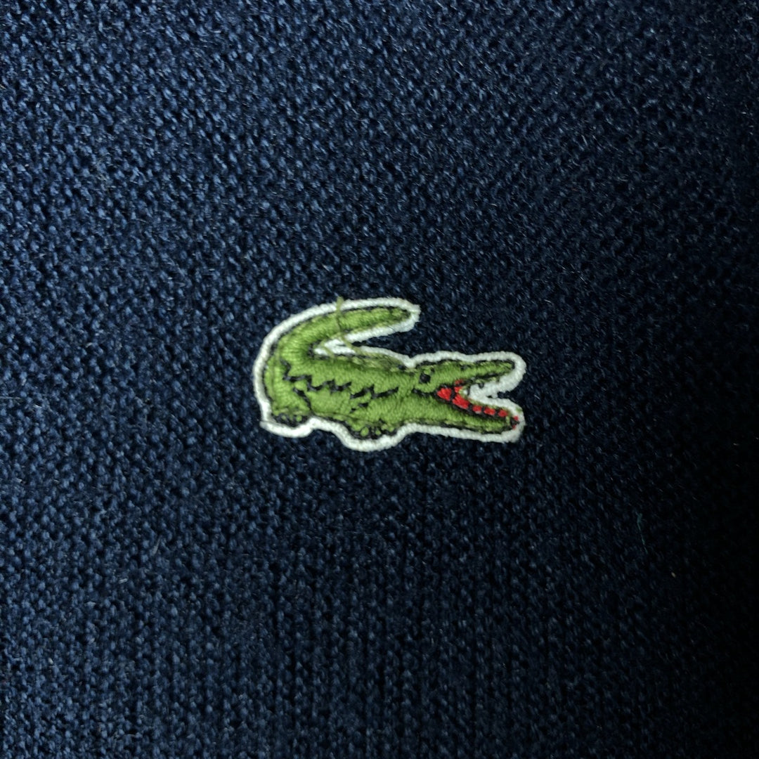 80s-90'S Lacoste IZOD Acrylic Knit Cardigan Made in USA Men's L Size Vintage Oron Acrylic navy blue type Vintage Second Hand