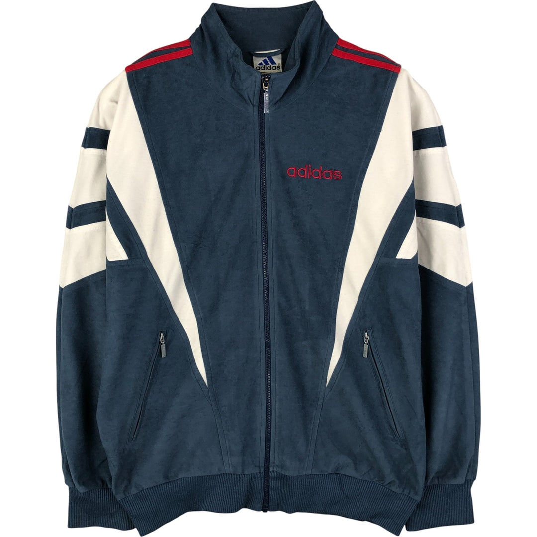 Vintage 90s-00'S Adidas Velour Jersey Track Jacket, Men's Size Small polyester Navy blue Vintage Second Hand