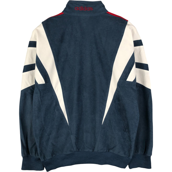 Vintage 90s-00'S Adidas Velour Jersey Track Jacket, Men's Size Small polyester Navy blue Vintage Second Hand