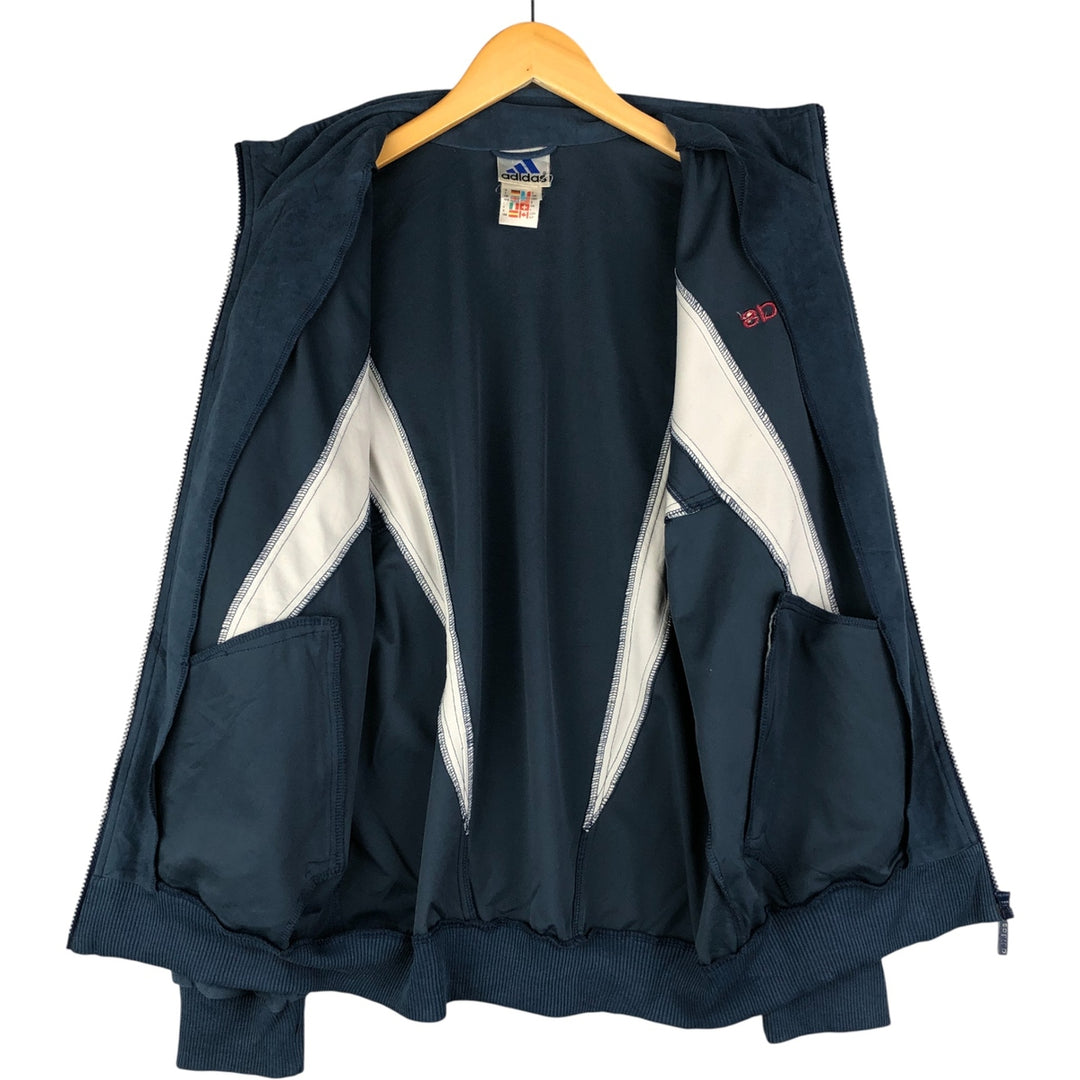 Vintage 90s-00'S Adidas Velour Jersey Track Jacket, Men's Size Small polyester Navy blue Vintage Second Hand