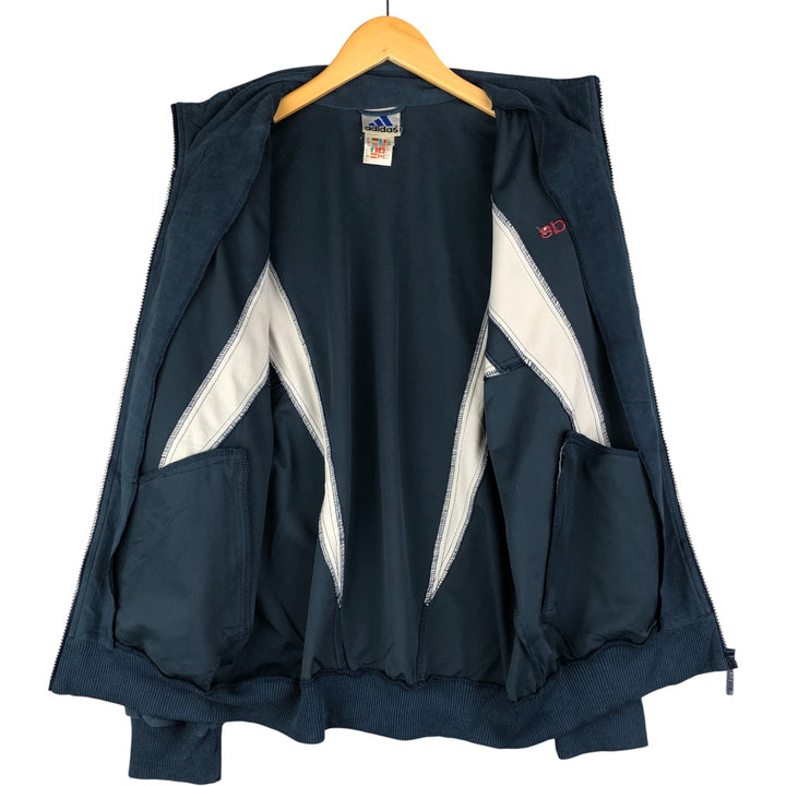 Vintage 90s-00'S Adidas Velour Jersey Track Jacket, Men's Size Small polyester Navy blue Vintage Second Hand