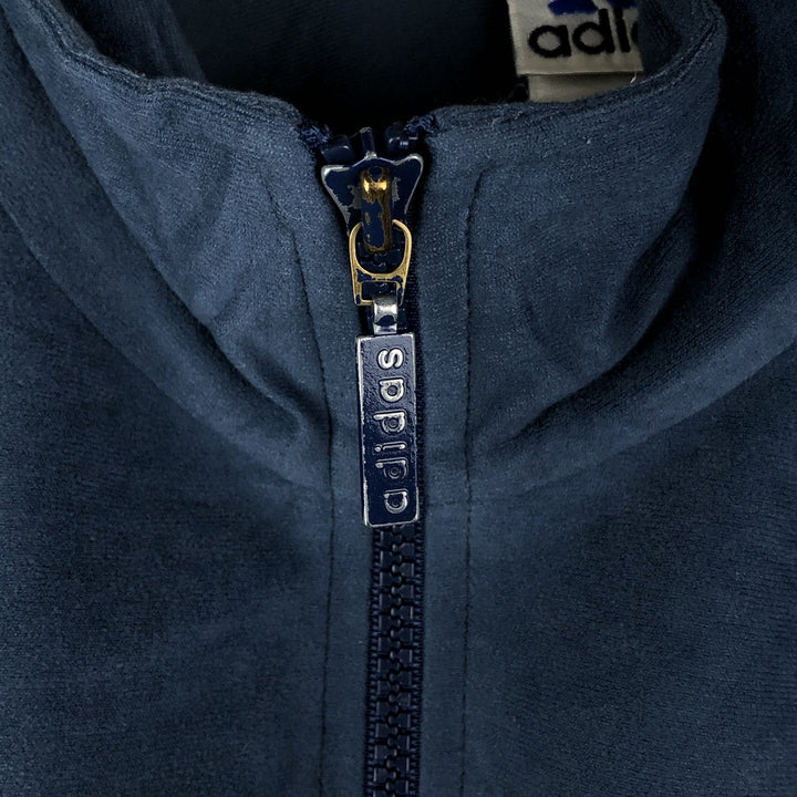 Vintage 90s-00'S Adidas Velour Jersey Track Jacket, Men's Size Small polyester Navy blue Vintage Second Hand