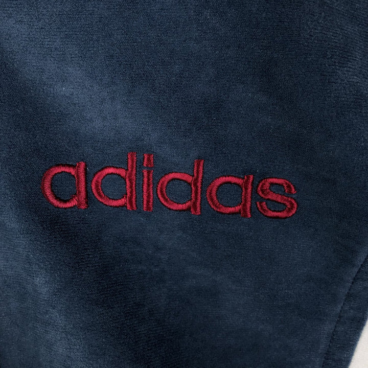 Vintage 90s-00'S Adidas Velour Jersey Track Jacket, Men's Size Small polyester Navy blue Vintage Second Hand