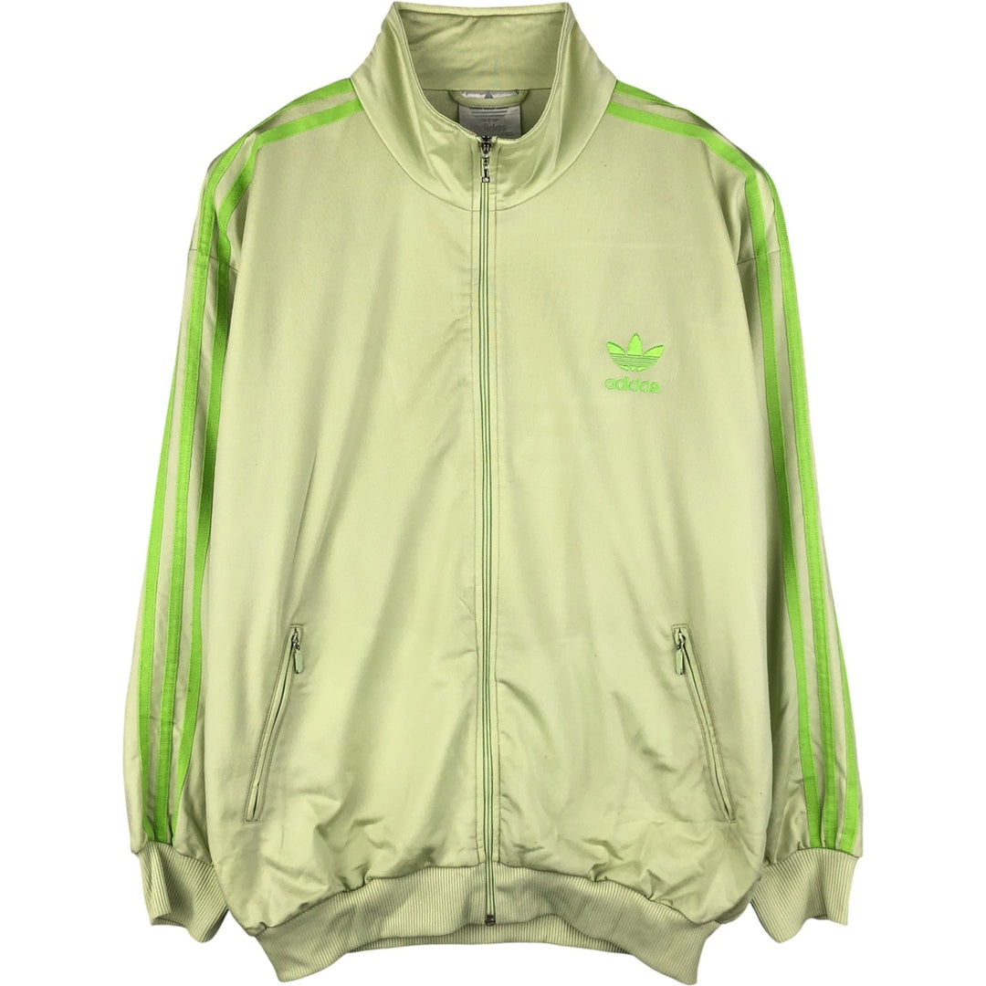 Vintage 80s-90'S Adidas back logo track jacket, size M, men's polyester green type yellow green Vintage Second Hand