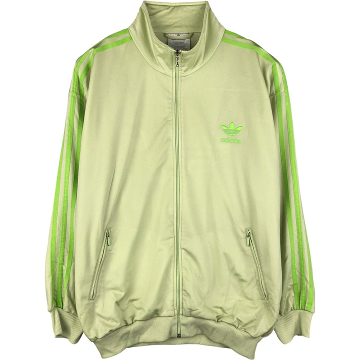 Vintage 80s-90'S Adidas back logo track jacket, size M, men's polyester green type yellow green Vintage Second Hand