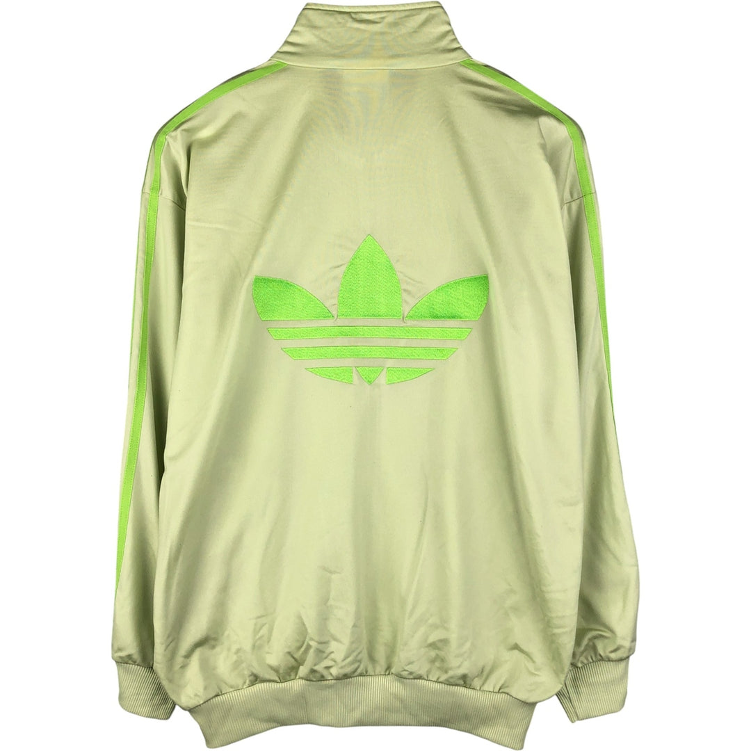 Vintage 80s-90'S Adidas back logo track jacket, size M, men's polyester green type yellow green Vintage Second Hand