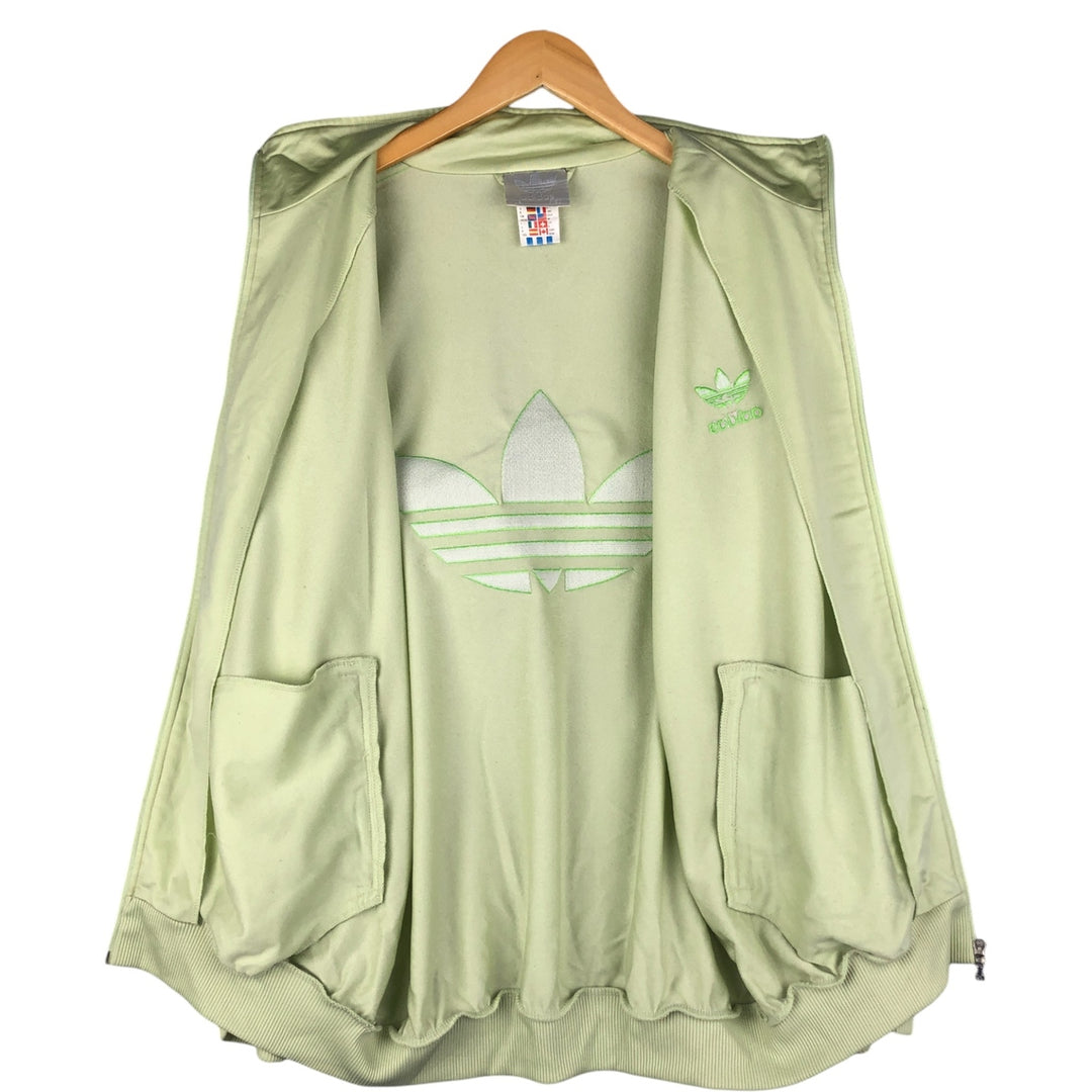 Vintage 80s-90'S Adidas back logo track jacket, size M, men's polyester green type yellow green Vintage Second Hand