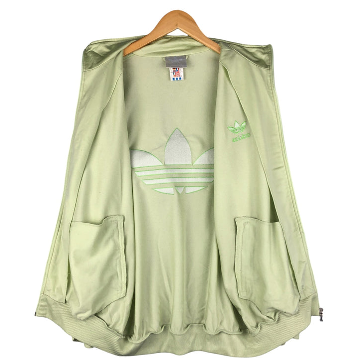 Vintage 80s-90'S Adidas back logo track jacket, size M, men's polyester green type yellow green Vintage Second Hand