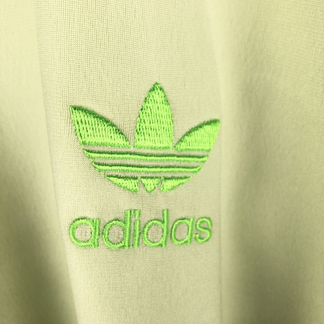 Vintage 80s-90'S Adidas back logo track jacket, size M, men's polyester green type yellow green Vintage Second Hand