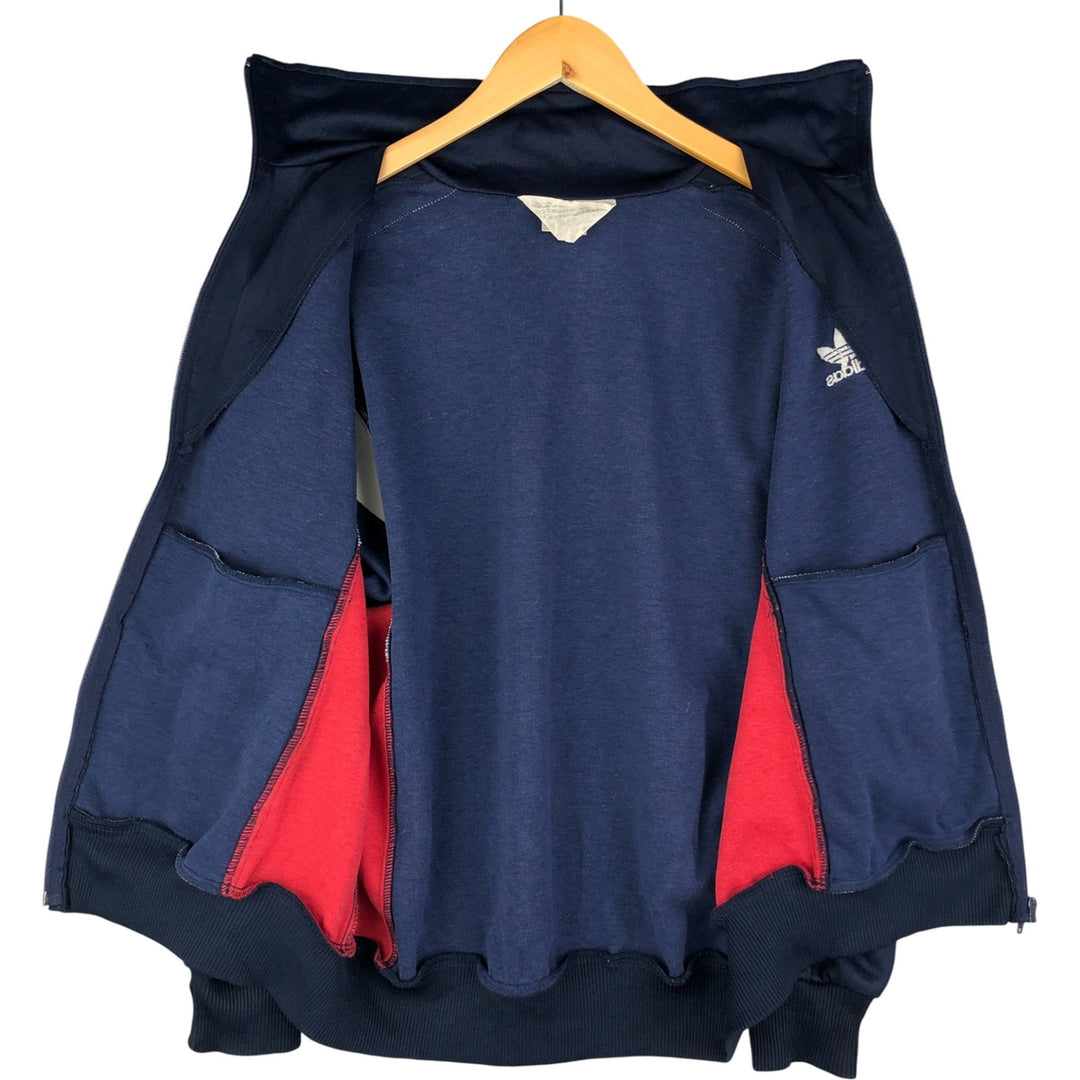 Vintage 1980'S Adidas tricolor track jacket, size L, men's unclear navy blue type Vintage Second Hand