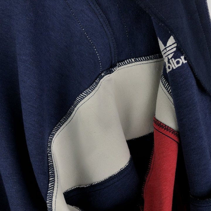 Vintage 1980'S Adidas tricolor track jacket, size L, men's unclear navy blue type Vintage Second Hand