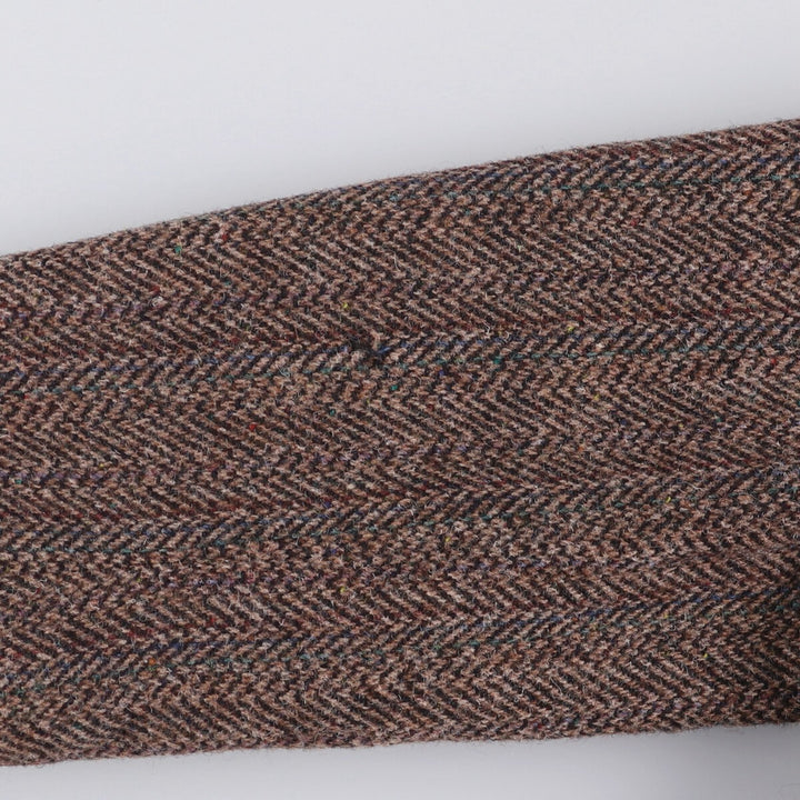 1990'S Stafford Harris Tweed Stripe Pattern with Color Nep Herringbone Wool Tailored Jacket, Made in USA wool brown type Vintage Second Hand