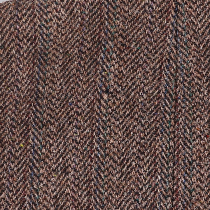 1990'S Stafford Harris Tweed Stripe Pattern with Color Nep Herringbone Wool Tailored Jacket, Made in USA wool brown type Vintage Second Hand