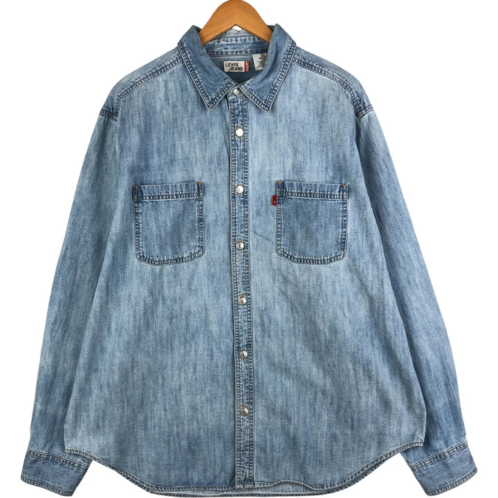 90s-00'S Levi's Jeans Long Sleeve Denim Shirt, Men's Size XL, Vintage cotton Blue type light blue Vintage Second Hand