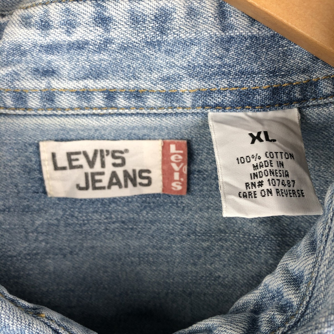 90s-00'S Levi's Jeans Long Sleeve Denim Shirt, Men's Size XL, Vintage cotton Blue type light blue Vintage Second Hand