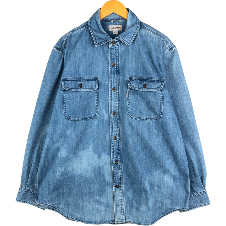 Carhartt Original Fit Long Sleeve Denim Shirt, Men's Size L cotton Blue type light blue Vintage Second Hand