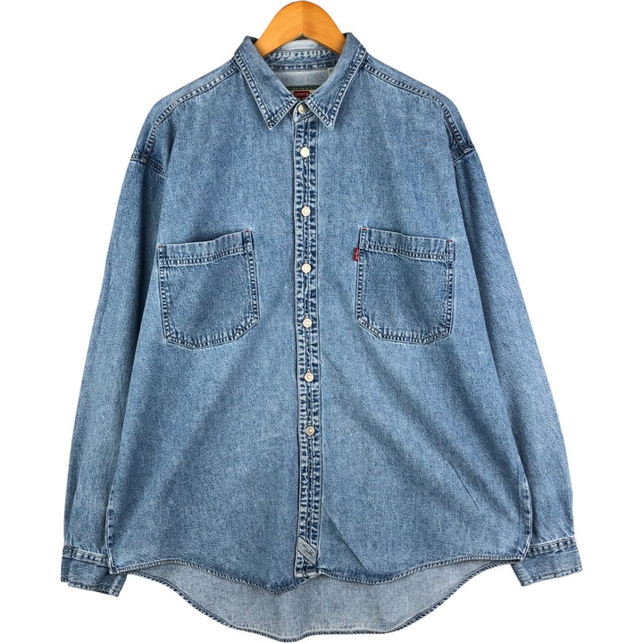 90'S Levi's Long Sleeve Denim Shirt, Men's XL, Vintage cotton Blue type light blue Vintage Second Hand