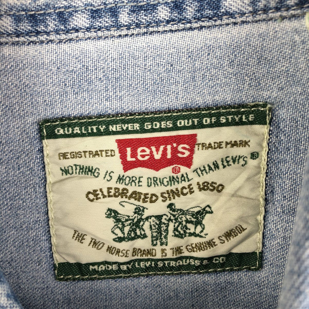 90'S Levi's Long Sleeve Denim Shirt, Men's XL, Vintage cotton Blue type light blue Vintage Second Hand