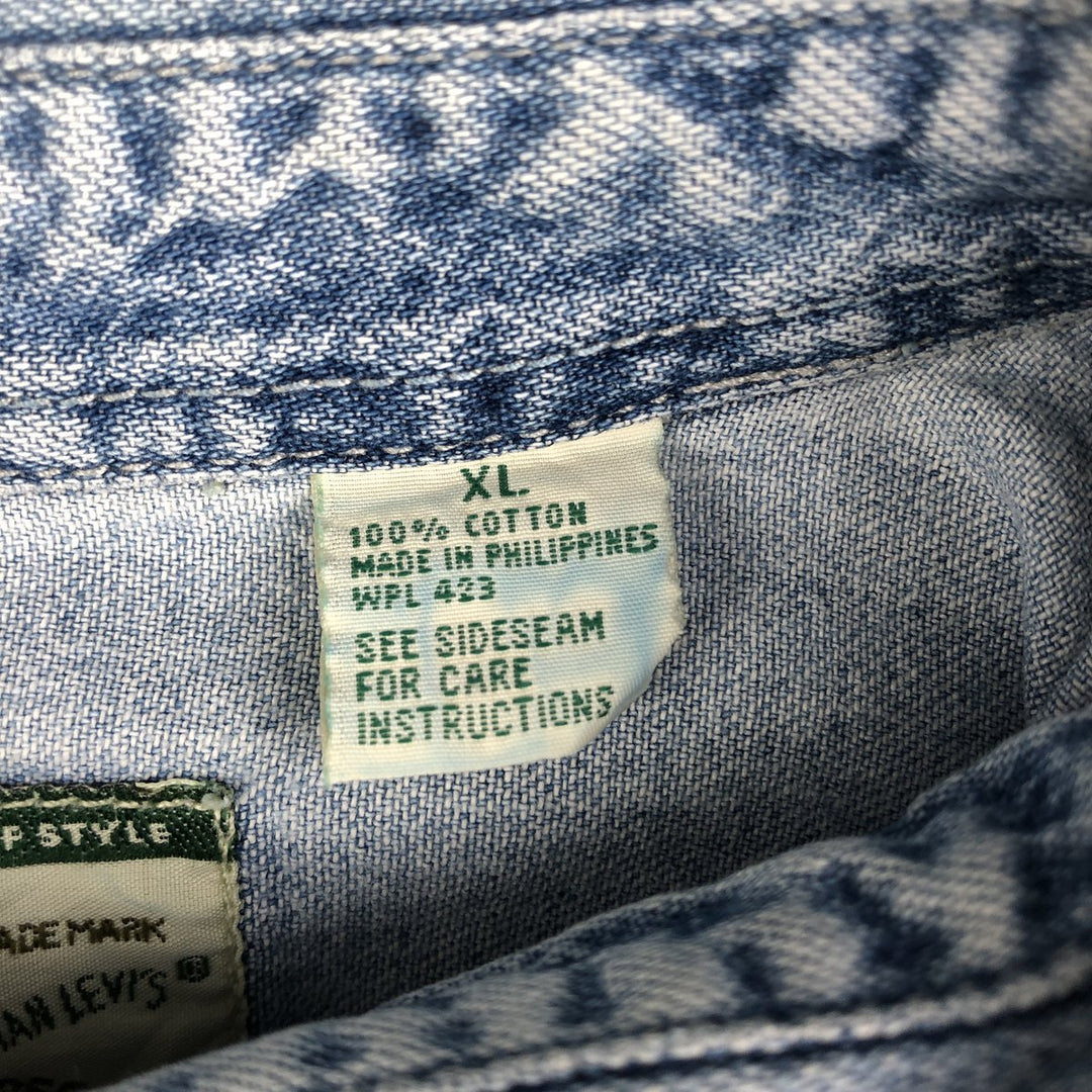 90'S Levi's Long Sleeve Denim Shirt, Men's XL, Vintage cotton Blue type light blue Vintage Second Hand