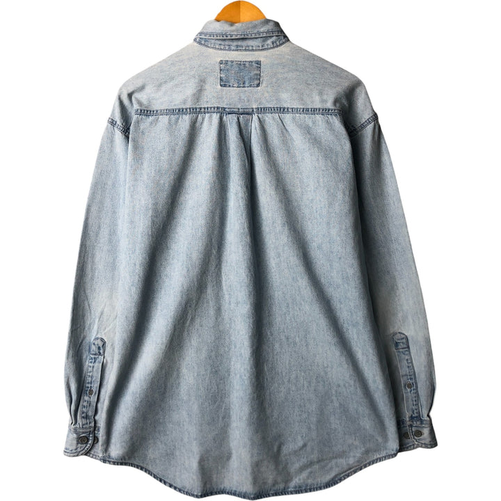 90'S Vintage Levi's Long Sleeve Button-Down Denim Shirt, Men's Size Medium cotton Blue type light blue Vintage Second Hand