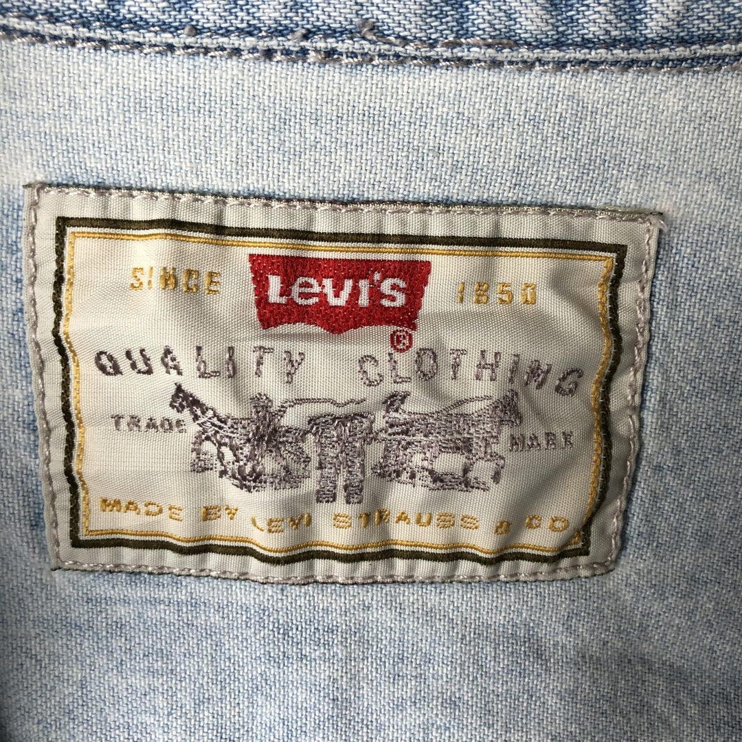 90'S Vintage Levi's Long Sleeve Button-Down Denim Shirt, Men's Size Medium cotton Blue type light blue Vintage Second Hand