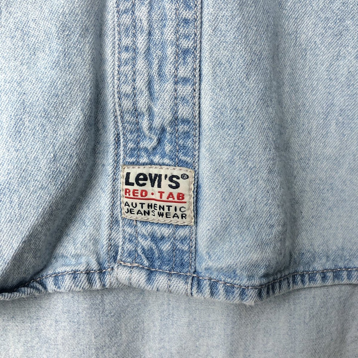 90'S Vintage Levi's Long Sleeve Button-Down Denim Shirt, Men's Size Medium cotton Blue type light blue Vintage Second Hand