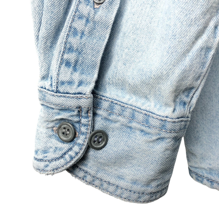 90'S Vintage Levi's Long Sleeve Button-Down Denim Shirt, Men's Size Medium cotton Blue type light blue Vintage Second Hand