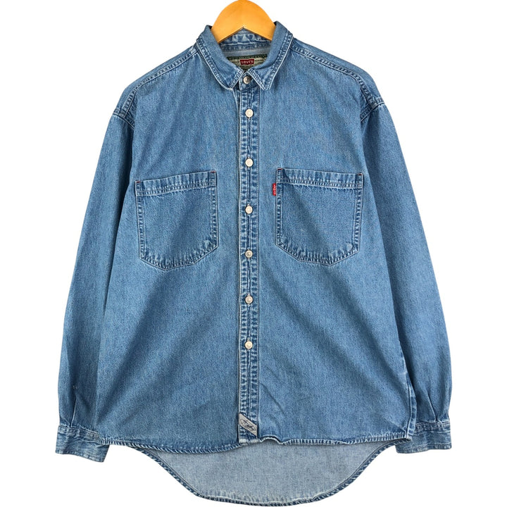 90'S Levi's long-sleeved denim shirt, men's size M, vintage cotton Blue type light blue Vintage Second Hand