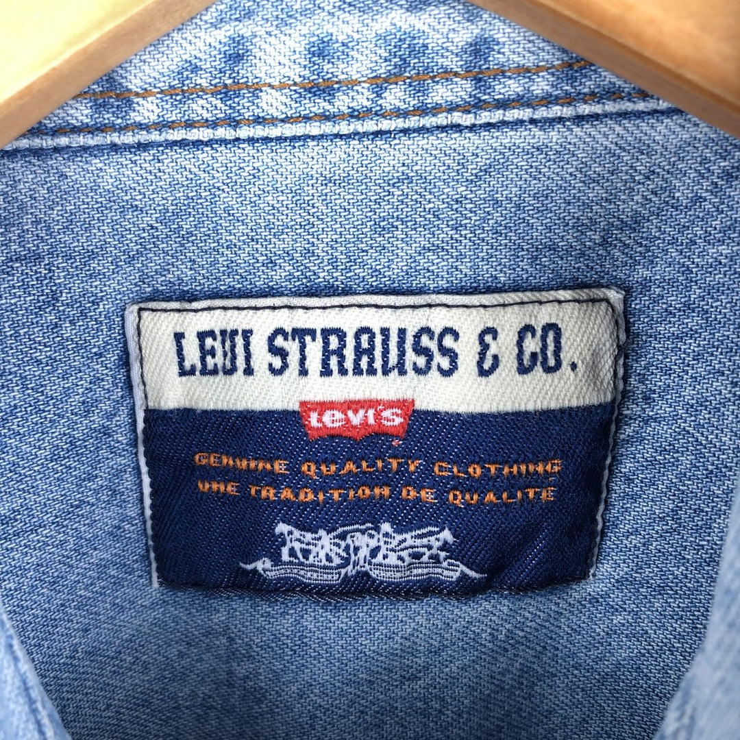 90'S Levi's Orange Tab Long Sleeve Denim Shirt, Men's Size L, Vintage cotton Blue type light blue Vintage Second Hand