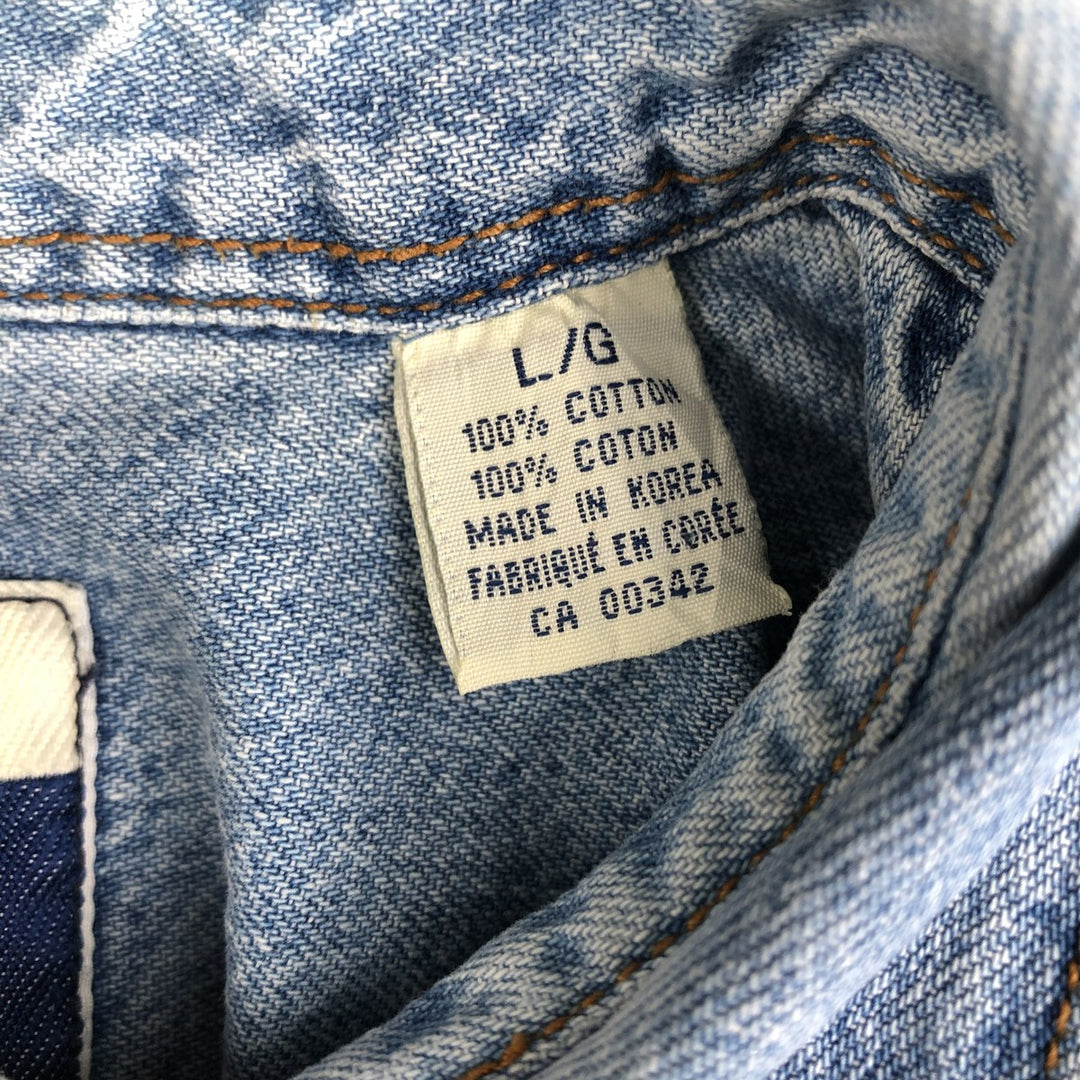 90'S Levi's Orange Tab Long Sleeve Denim Shirt, Men's Size L, Vintage cotton Blue type light blue Vintage Second Hand