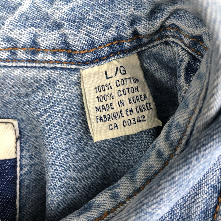 90'S Levi's Orange Tab Long Sleeve Denim Shirt, Men's Size L, Vintage cotton Blue type light blue Vintage Second Hand