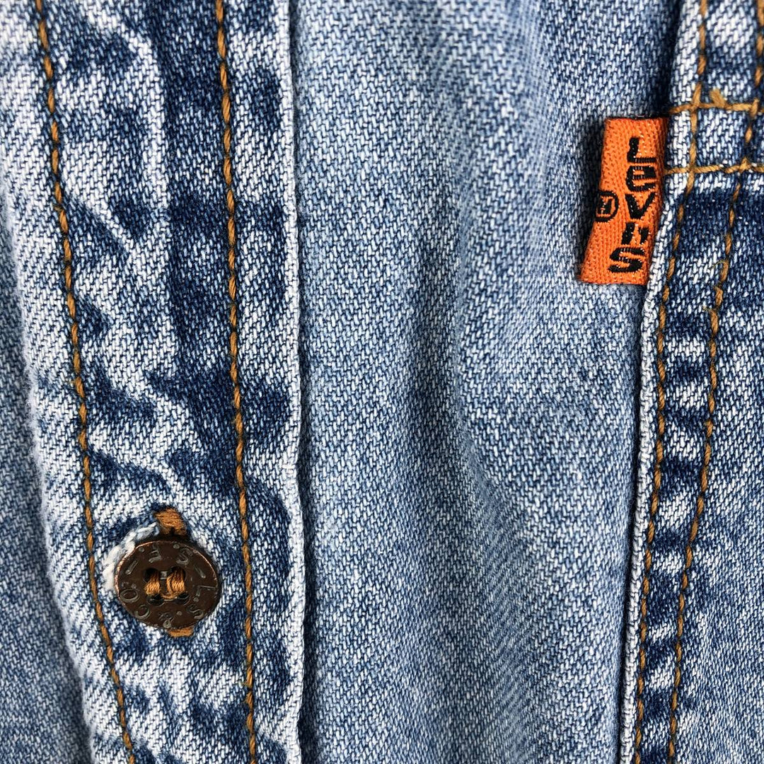 90'S Levi's Orange Tab Long Sleeve Denim Shirt, Men's Size L, Vintage cotton Blue type light blue Vintage Second Hand