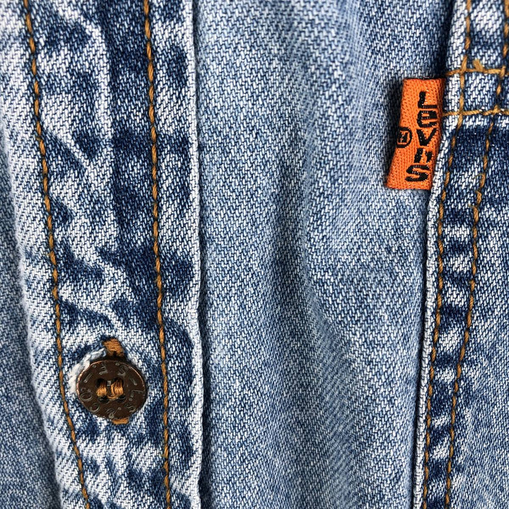 90'S Levi's Orange Tab Long Sleeve Denim Shirt, Men's Size L, Vintage cotton Blue type light blue Vintage Second Hand