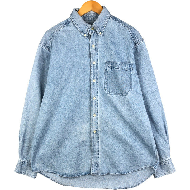 90'S GAP DENIM Vintage Long Sleeve Button-Down Denim Shirt, Men's Size L cotton Blue type light blue Vintage Second Hand