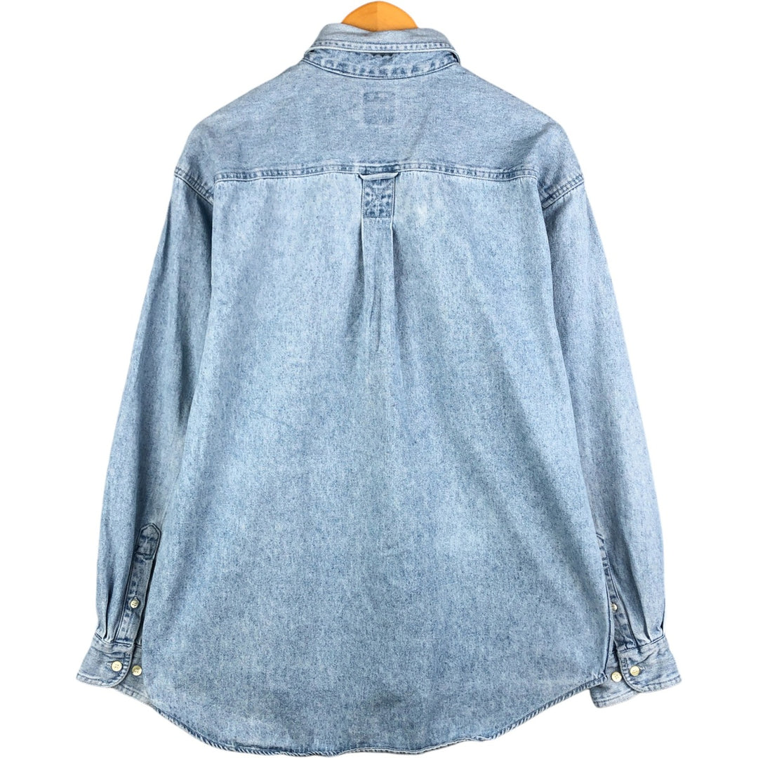 90'S GAP DENIM Vintage Long Sleeve Button-Down Denim Shirt, Men's Size L cotton Blue type light blue Vintage Second Hand