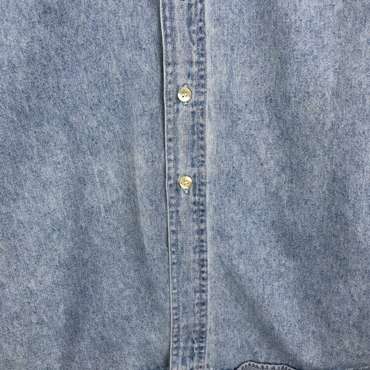 90'S GAP DENIM Vintage Long Sleeve Button-Down Denim Shirt, Men's Size L cotton Blue type light blue Vintage Second Hand