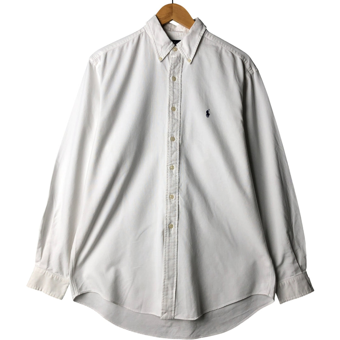 Ralph Lauren long sleeve button down shirt, men's size L cotton white type Vintage Second Hand