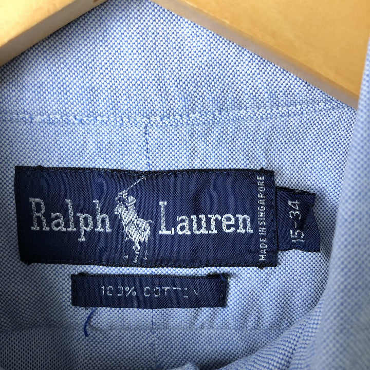 Ralph Lauren long sleeve button down shirt, men's size L cotton navy blue type Vintage Second Hand