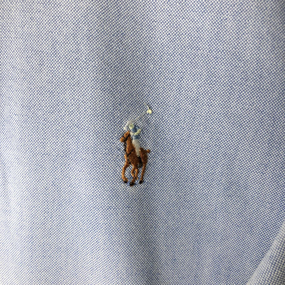 Ralph Lauren long sleeve button down shirt, men's size L cotton navy blue type Vintage Second Hand